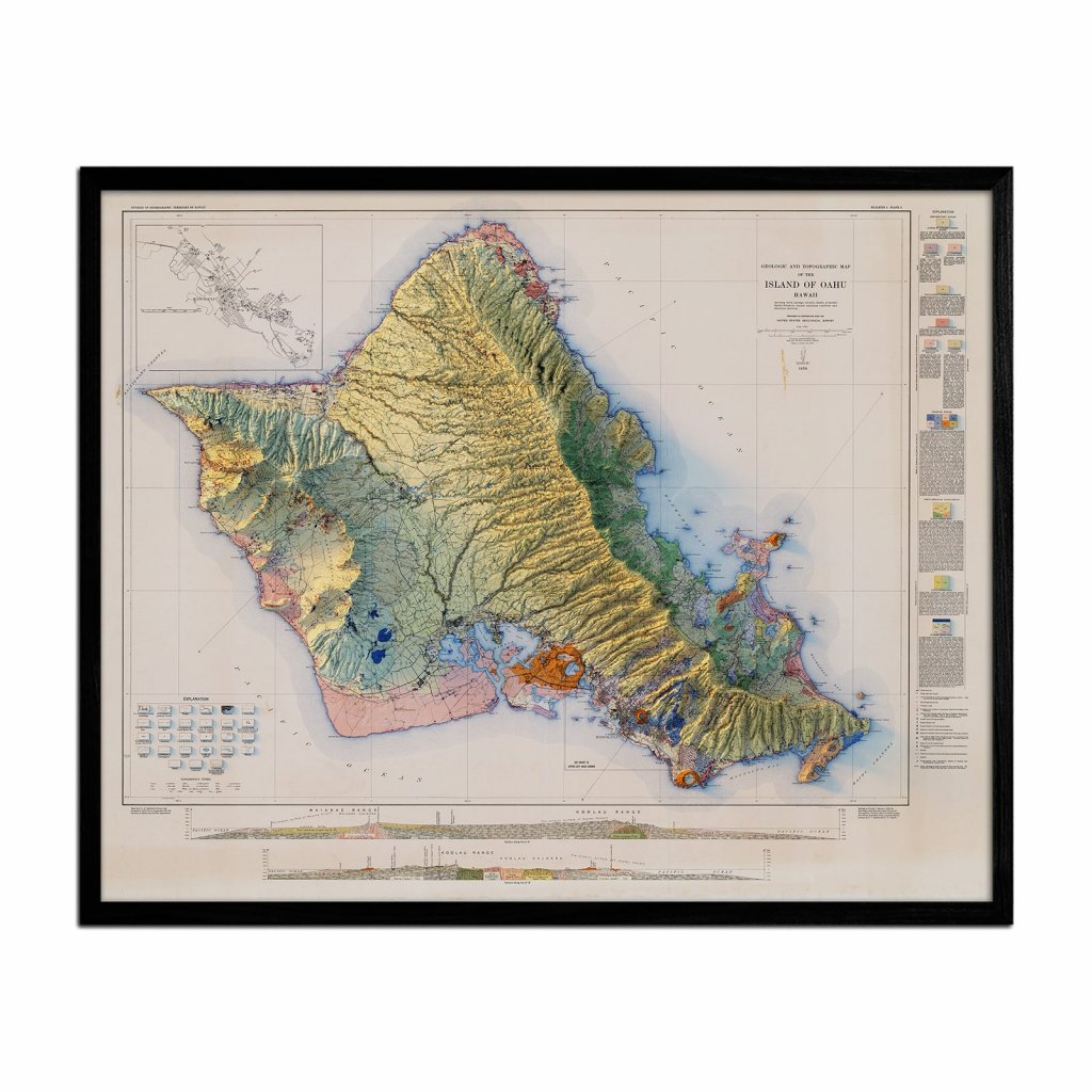 Muir Way Oahu 1938 Shaded Relief Map